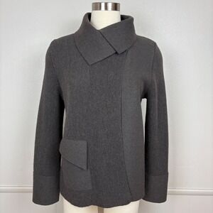 Beyond Threads Alpaca Asymmetric Felted Cardigan Jacket Size S Dark Brown Peru‎